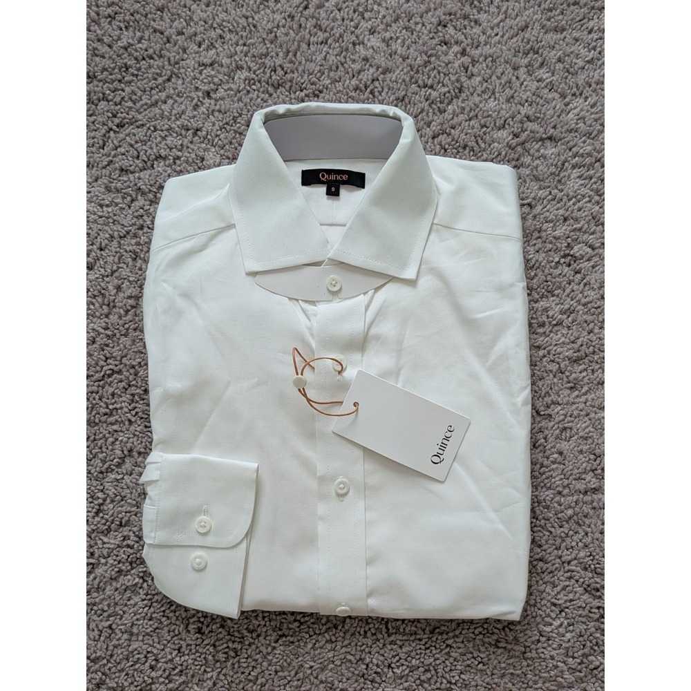 Quince Organic Cotton Cashmere Dress Shirt White Mens Small NWT Preppy